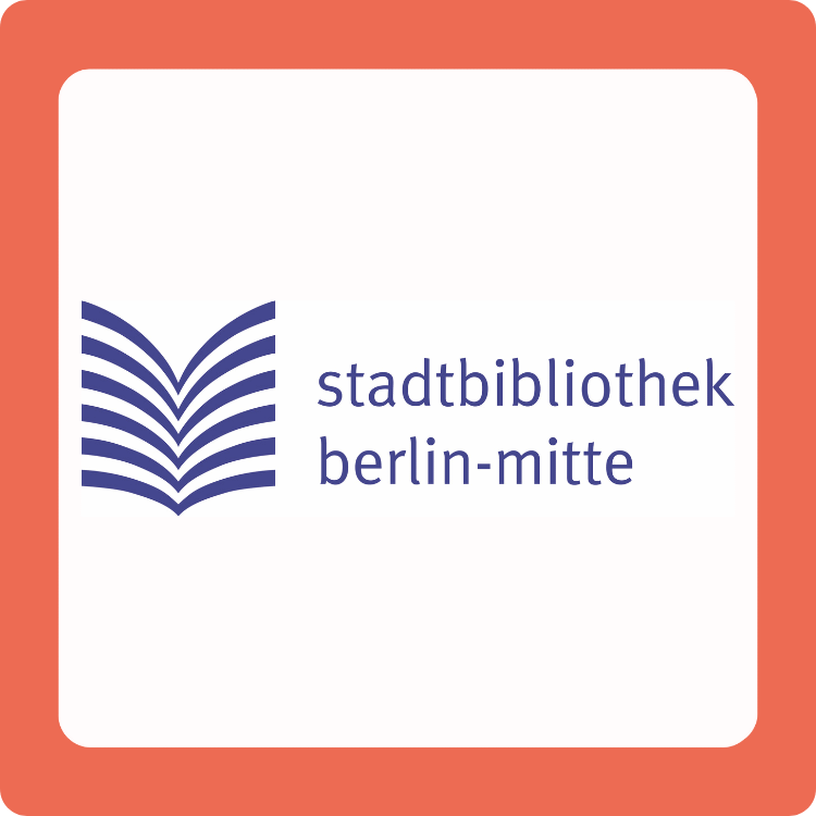 Logo der Stadtbibliothek Mitte mit Rand in VÖBB-Rot